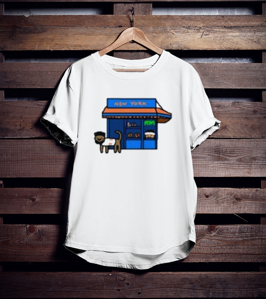 New York Bodega Kat With Blue Storefront And ATM T-Shirt