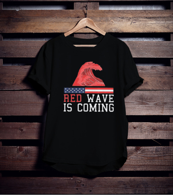 Red Wave Is Coming American Flag Wave T-Shirt