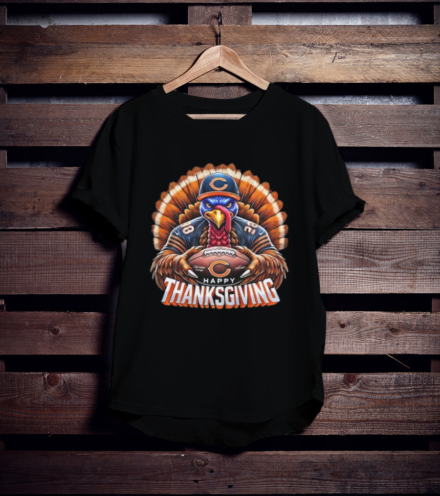 Happy Thanksgiving Chicago Bears Turkey Football T-Shirt