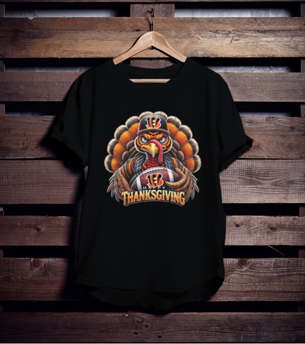 Happy Thanksgiving Cincinnati Bengals Turkey Football T-Shirt