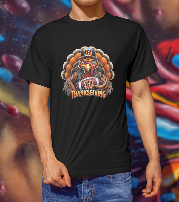 Happy Thanksgiving Cincinnati Bengals Turkey Football T-Shirt