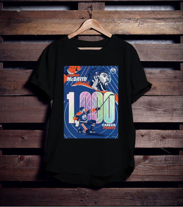 Connor McDavid 1,000 Career Points Edmonton Oilers Milestone T-Shirt