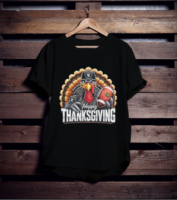 Las Vegas Raiders Happy Thanksgiving Football Turkey T-Shirt