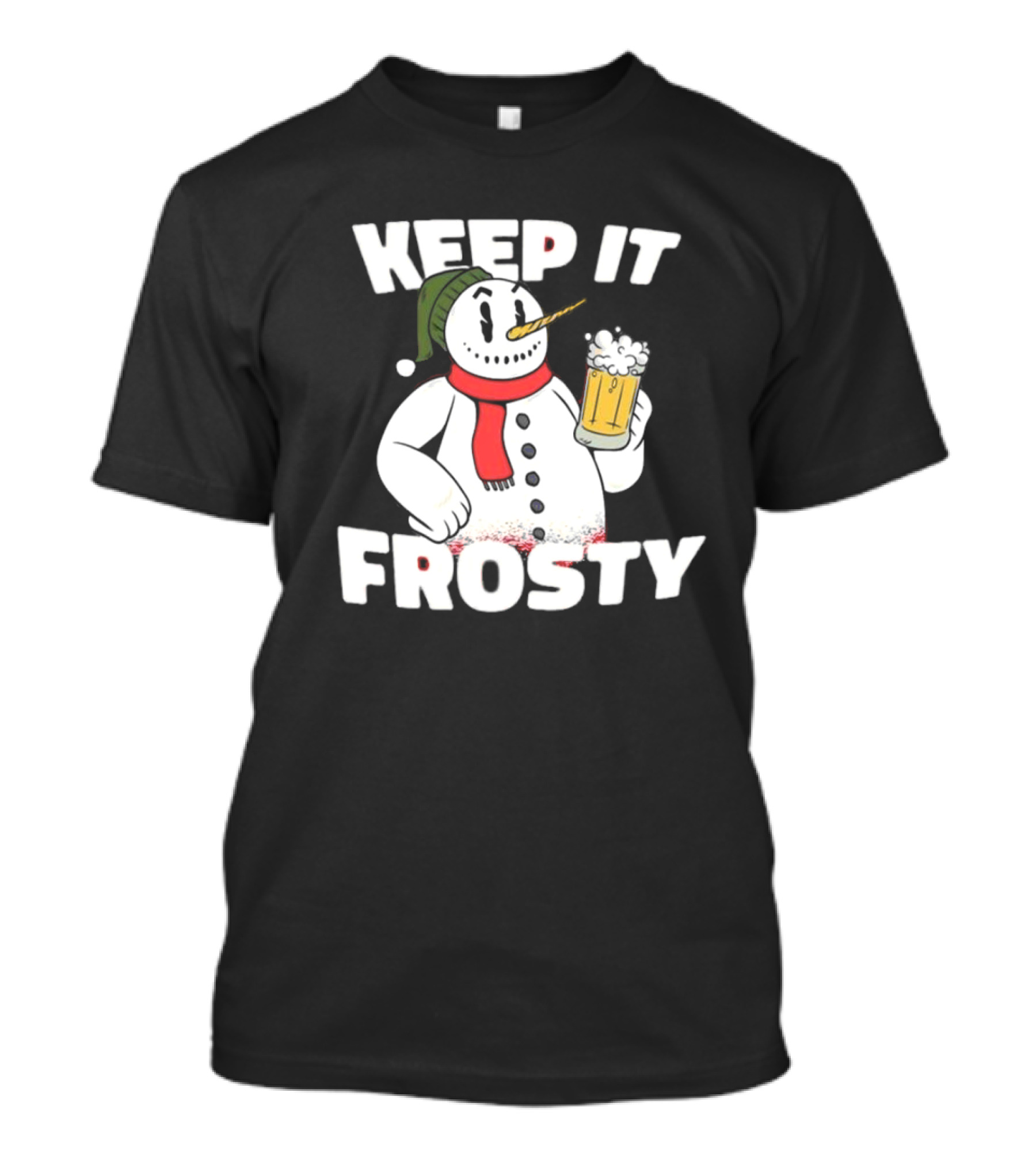 Keep It Frosty Funny Christmas Beer Snowman With Pint T-Shirt