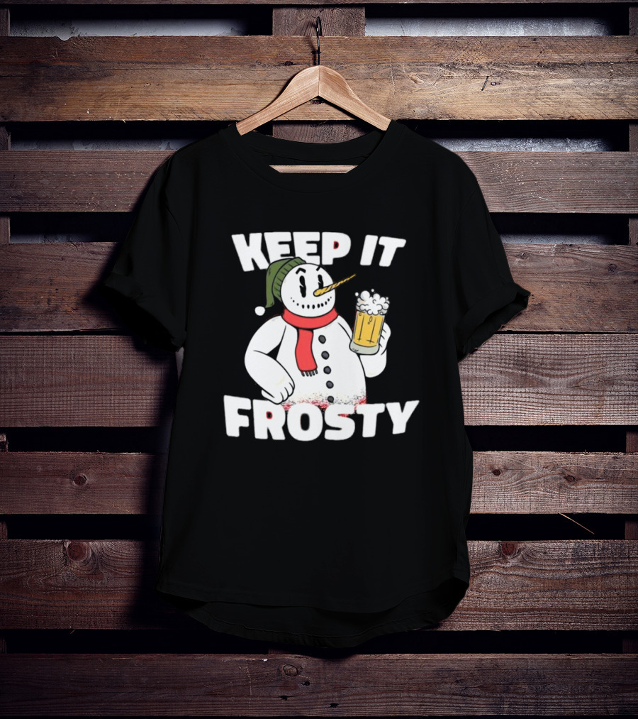 Keep It Frosty Funny Christmas Beer Snowman With Pint T-Shirt