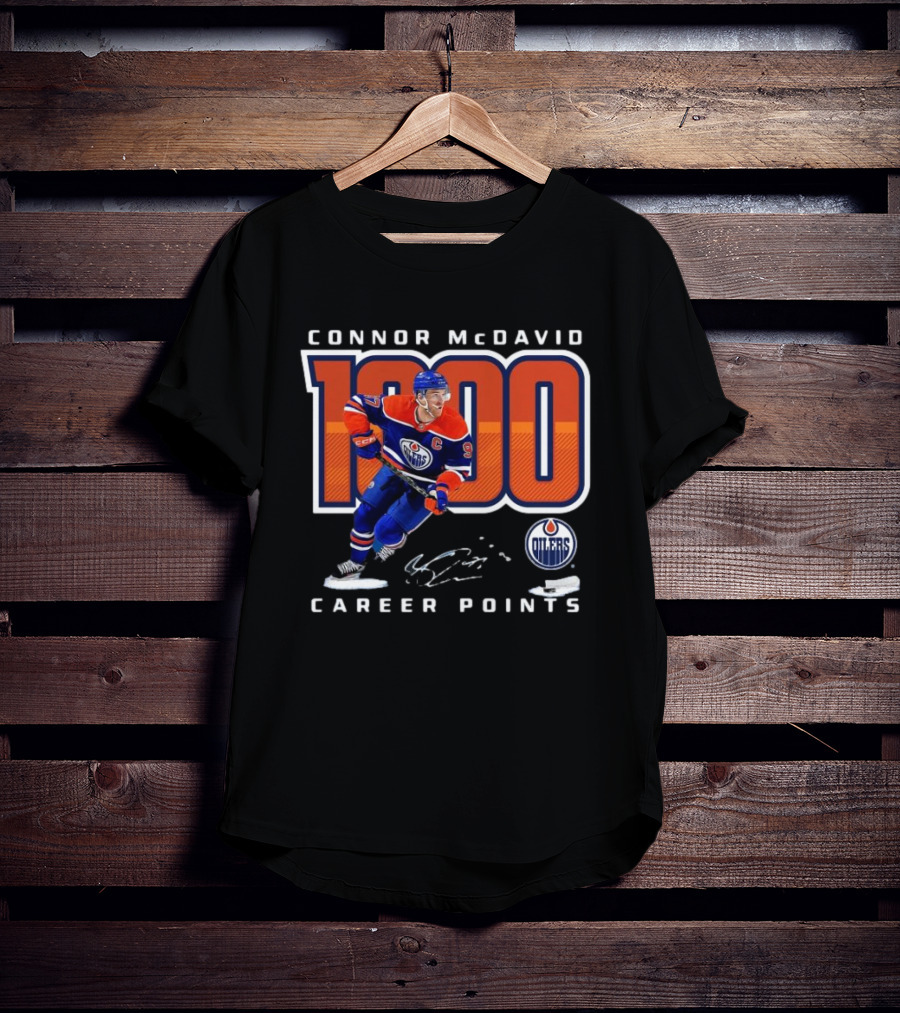 Connor McDavid 1000 Career Points Edmonton Oilers T-Shirt