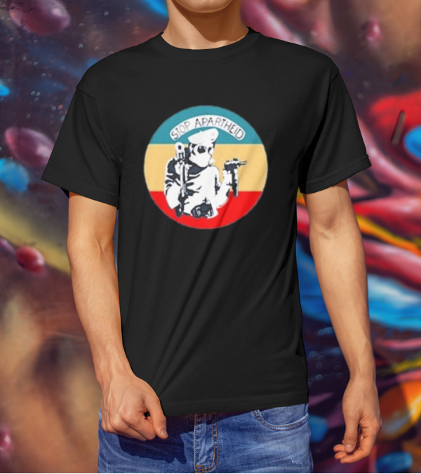 Stop Apartheid Jordan Peele Circle Soldier Weapon Multicolor T-Shirt