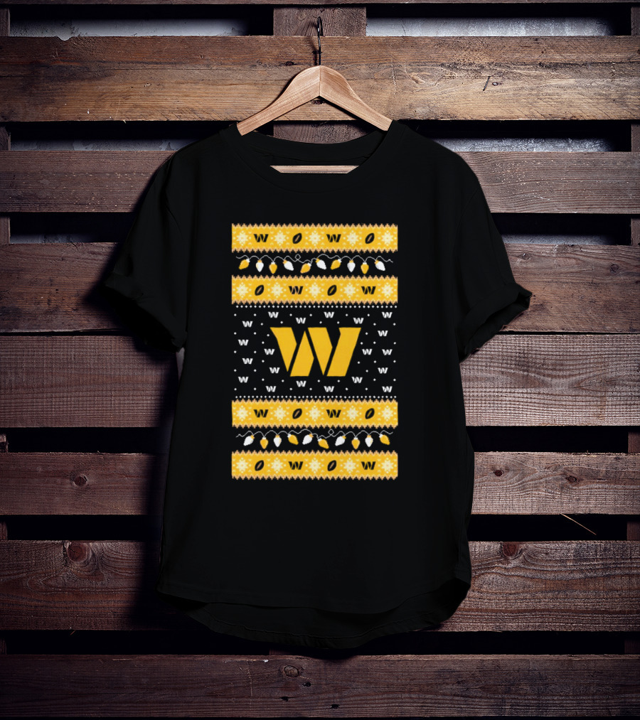 Washington Commanders W Holiday Lights Ugly Sweater Christmas T-Shirt