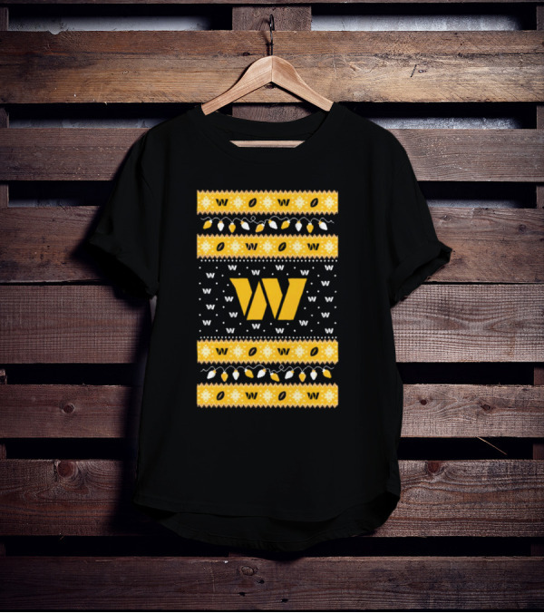 Washington Commanders W Holiday Lights Ugly Sweater Christmas T-Shirt