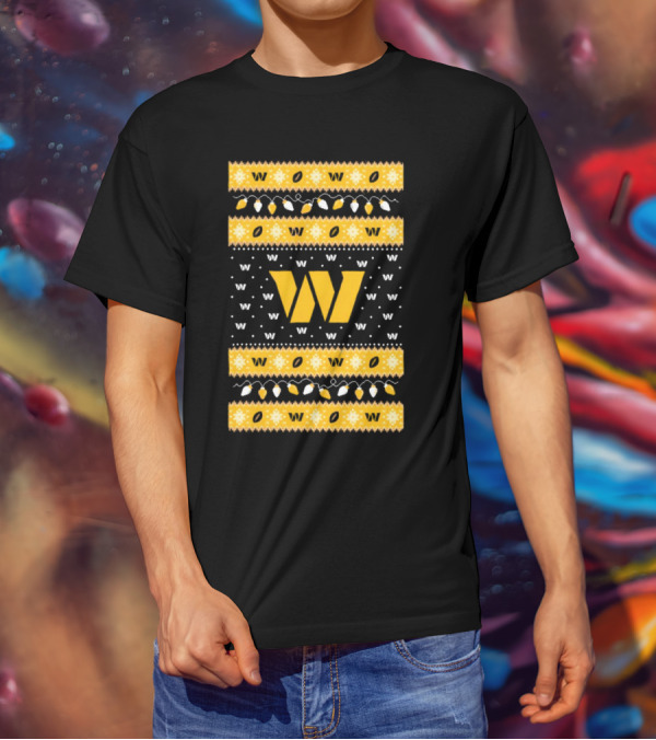 Washington Commanders W Holiday Lights Ugly Sweater Christmas T-Shirt