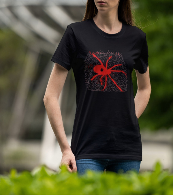 Widowdusk Red Spider Black Dotted Background T-Shirt