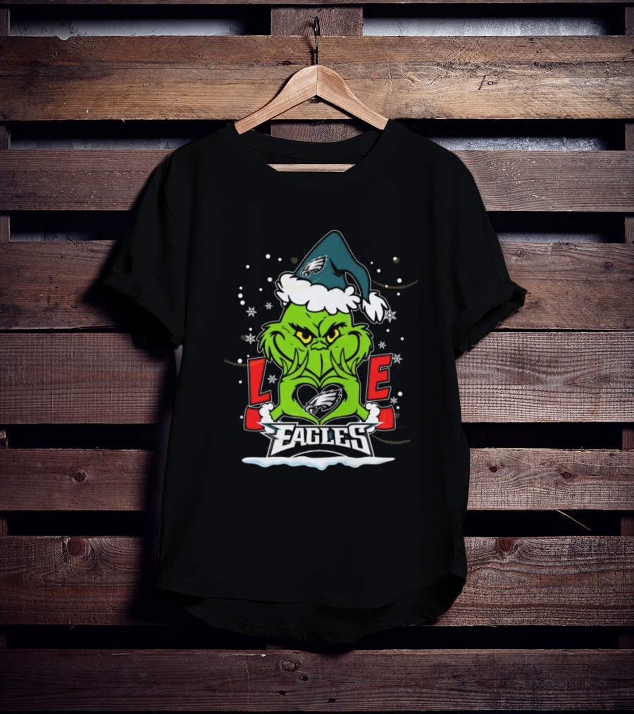 The Grinch Philadelphia Eagles Love Snowy Hat Stars T-Shirt