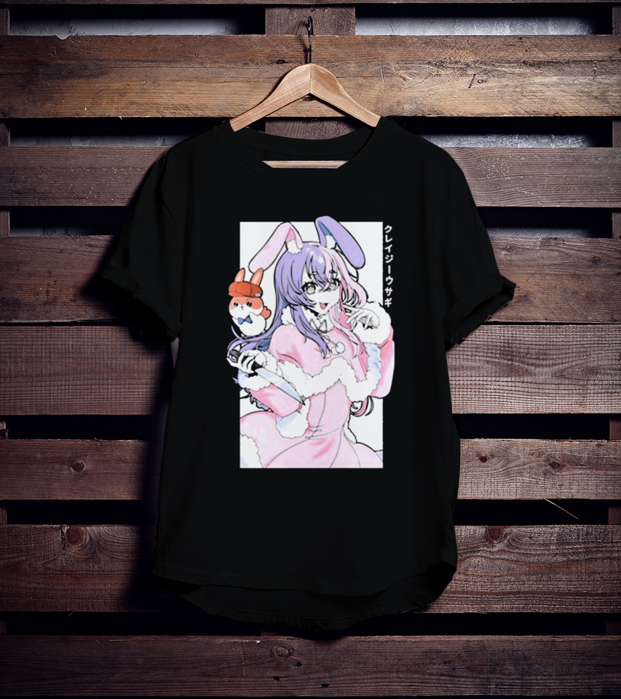 Gamersupps Punkalopi Crazy Usagi Japanese Text Anime Bunny Girl Holding Knife T-Shirt
