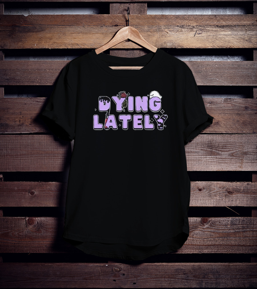 Iamjakehill Dying Lately Ghost Rose Dripping Red Blood Purple Letters T-Shirt