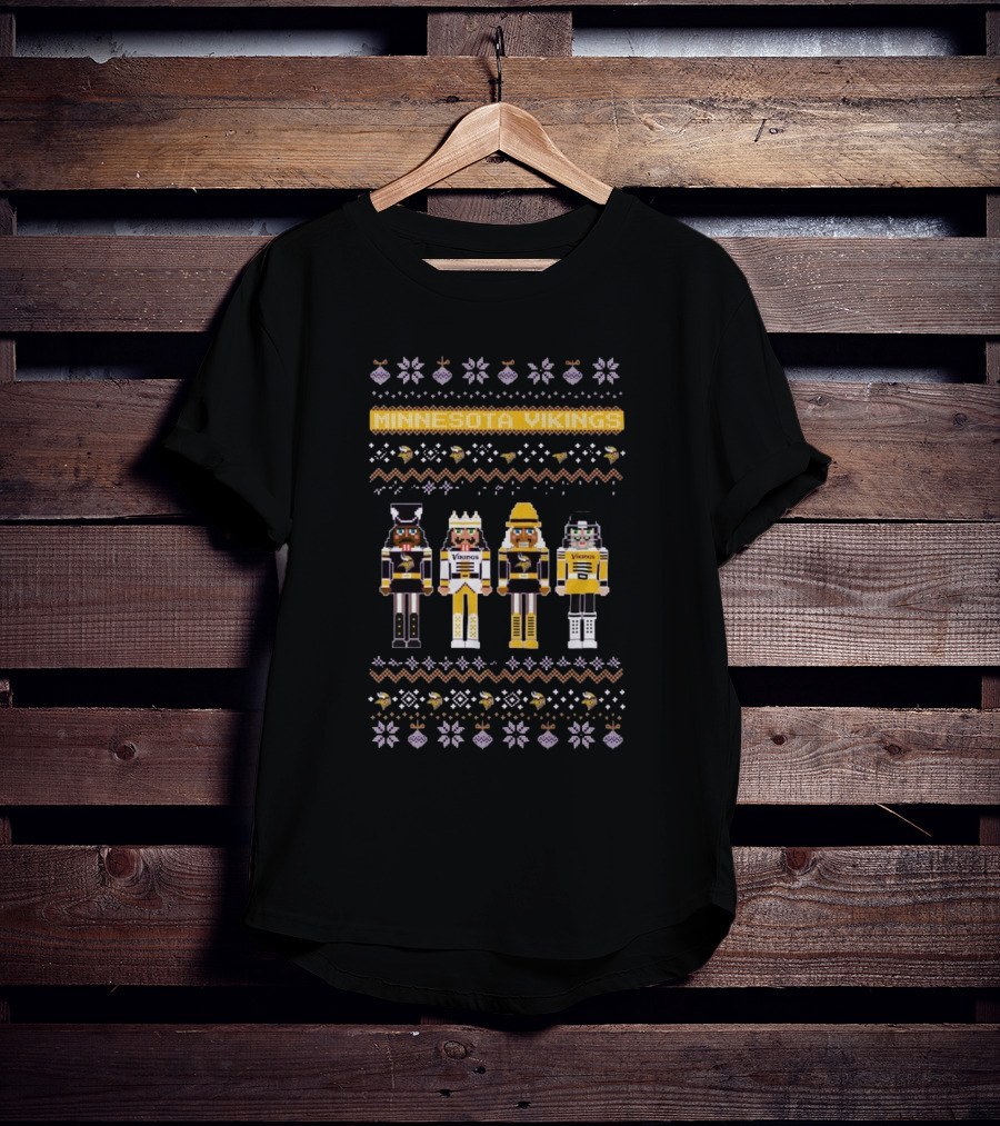 Minnesota Vikings NFL Ugly Christmas Sweater Nutcracker Holiday T-Shirt
