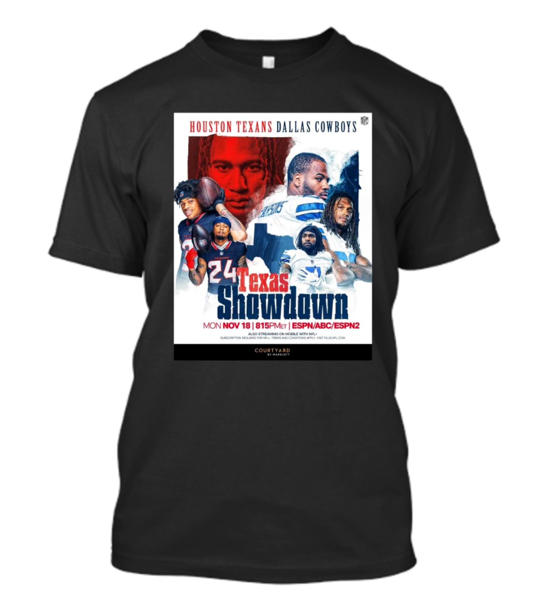 Houston Texans Dallas Cowboys Texas Showdown Mon Nov 18 815PM ET ESPN ABC ESPN2 T-Shirt
