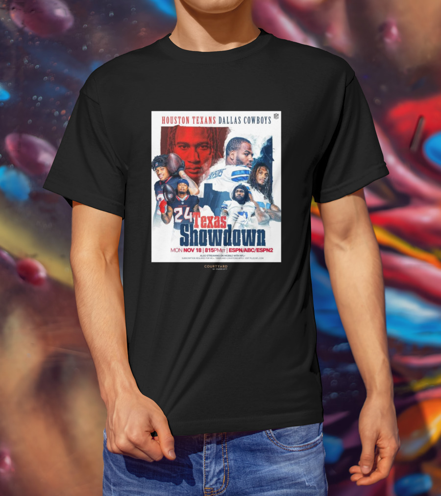 Houston Texans Dallas Cowboys Texas Showdown Mon Nov 18 815PM ET ESPN ABC ESPN2 T-Shirt