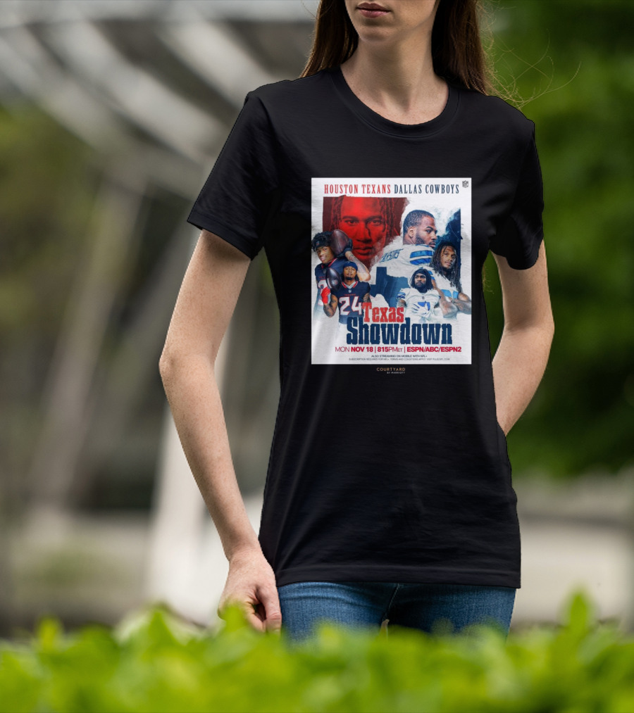 Houston Texans Dallas Cowboys Texas Showdown Mon Nov 18 815PM ET ESPN ABC ESPN2 T-Shirt
