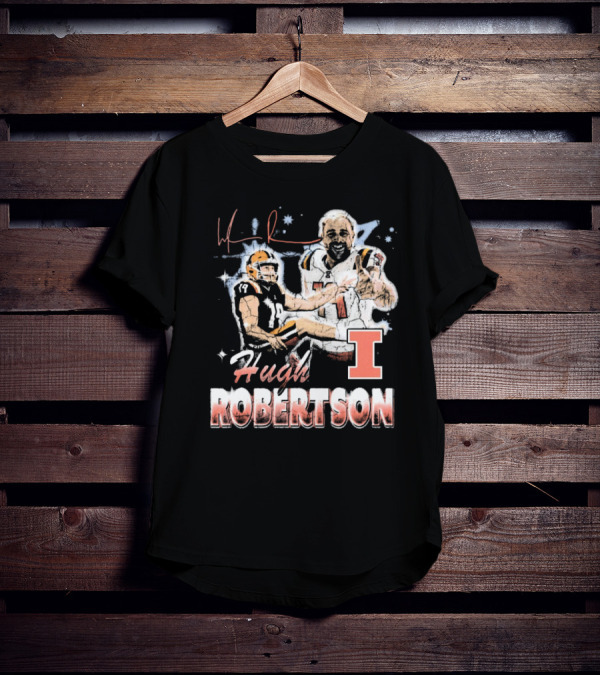 Hugh Robertson Illinois Fighting Illini 90s Retro Signature Football T-Shirt