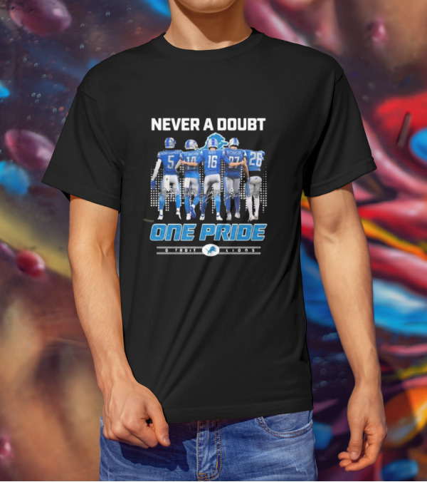 Never A Doubt One Pride Detroit Lions Montgomery St. Brown Goff Hutchinson T-Shirt