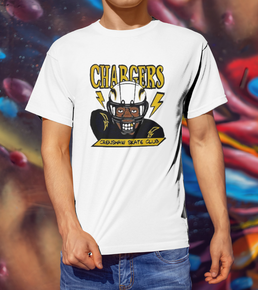 Los Angeles Chargers Crenshaw Skate Club Cartoon Collaboration T-Shirt