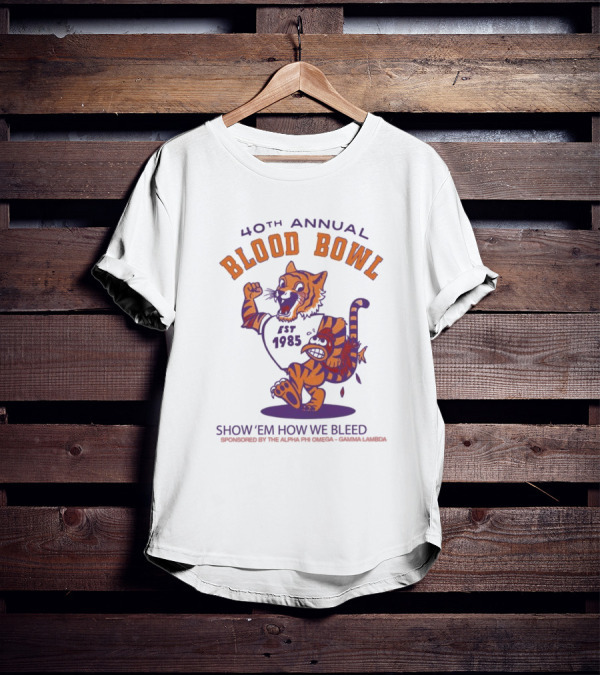 40th Annual Blood Bowl Est 1985 Show 'Em How We Bleed Sponsored By Alpha Phi Omega Gamma Lambda T-Shirt