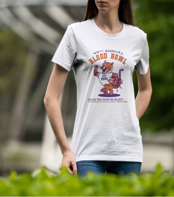 40th Annual Blood Bowl Est 1985 Show 'Em How We Bleed Sponsored By Alpha Phi Omega Gamma Lambda T-Shirt