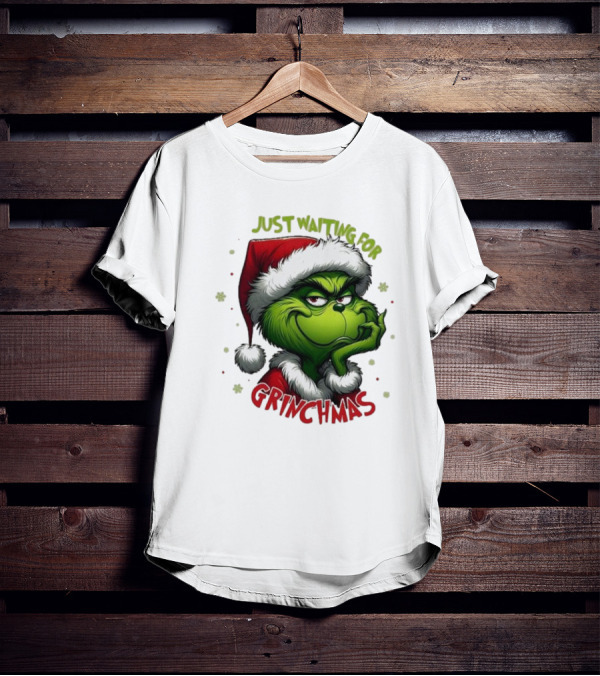 Just Waiting For Grinchmas Merry Christmas T-Shirt