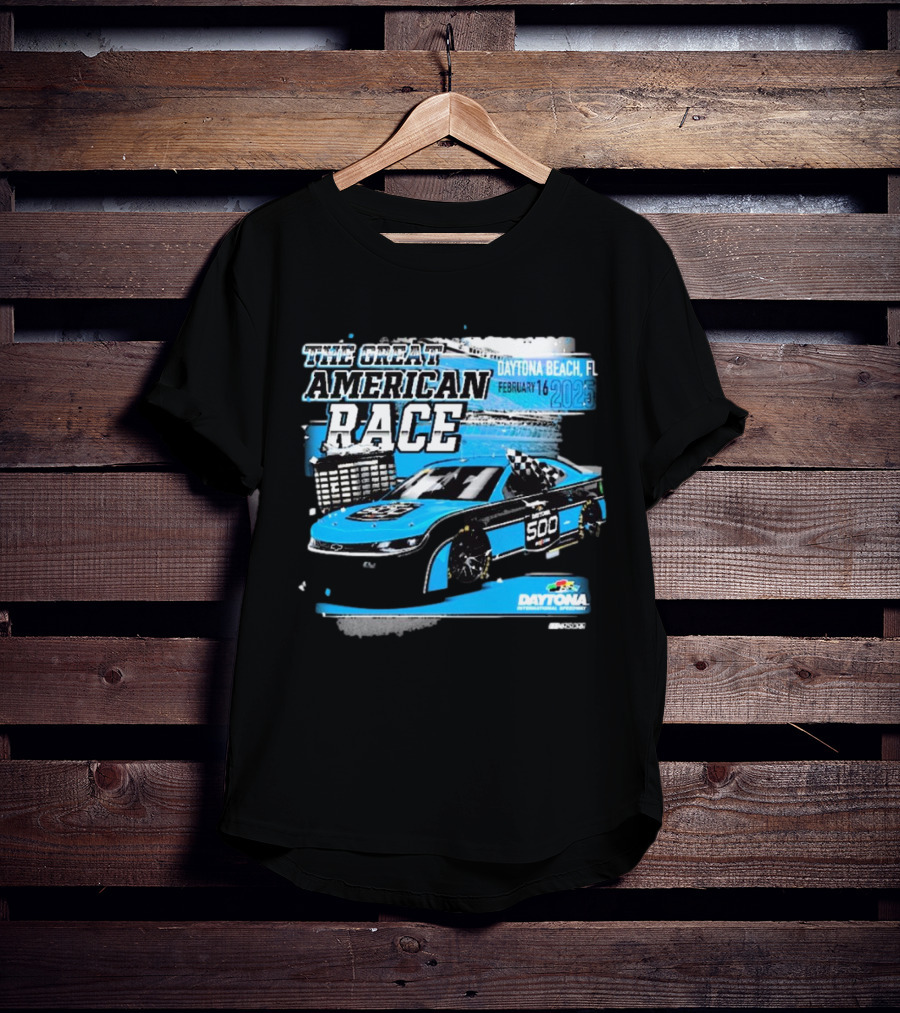 The Great American Race Daytona Beach February 16 2025 Daytona 500 Checkered Flag Sports Car T-Shirt