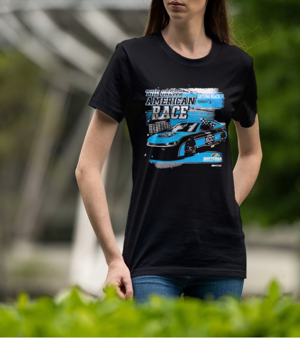 The Great American Race Daytona Beach February 16 2025 Daytona 500 Checkered Flag Sports Car T-Shirt