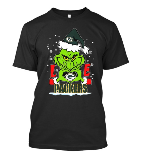 The Grinch Love Green Bay Packers Christmas Snowflakes T-Shirt