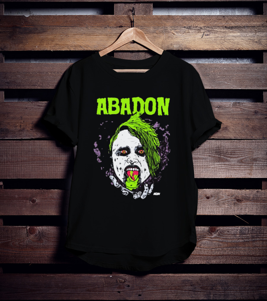 Abadon AEW Neon Green Zombie Face I Can Never Die T-Shirt