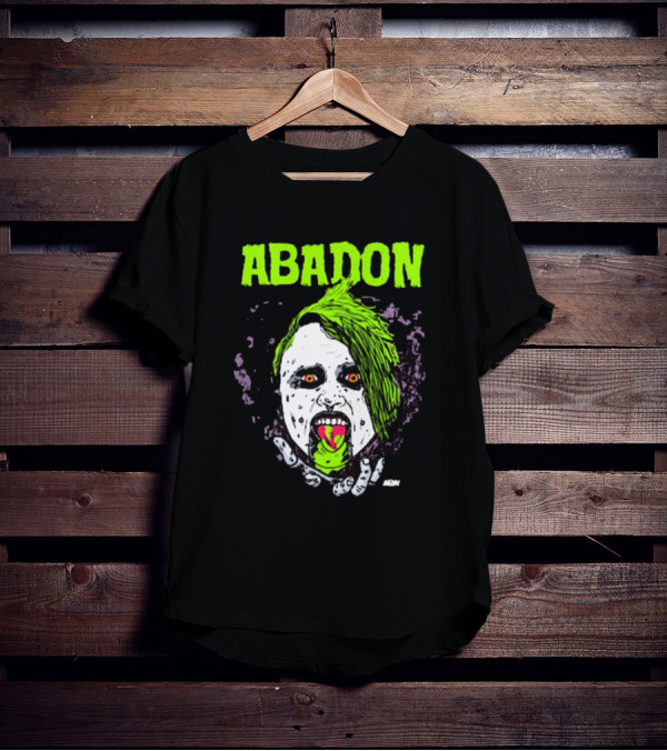 Abadon AEW Neon Green Zombie Face I Can Never Die T-Shirt