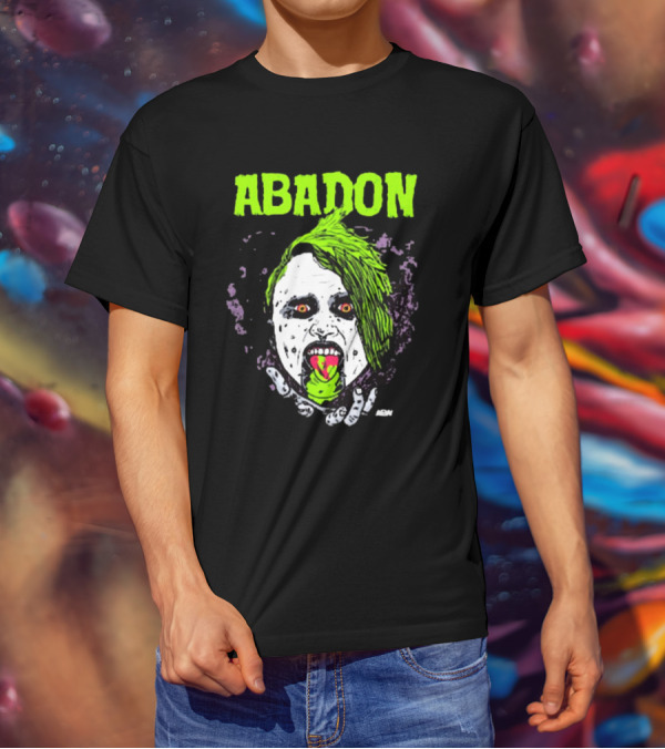 Abadon AEW Neon Green Zombie Face I Can Never Die T-Shirt
