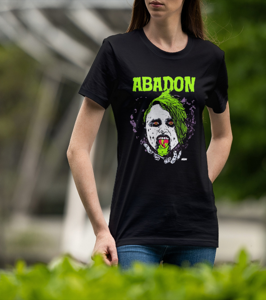 Abadon AEW Neon Green Zombie Face I Can Never Die T-Shirt