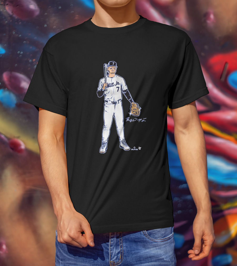 Bobby Witt Jr 7 Signature Kansas City Royals MLB Silver And Gold T-Shirt