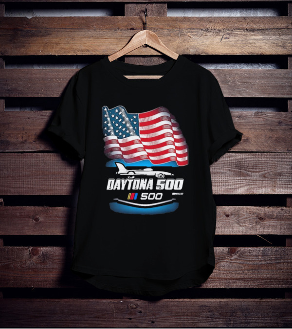 Daytona 500 American Flag Racing Daytona International Speedway 2025 Checkered Flag Sports T-Shirt