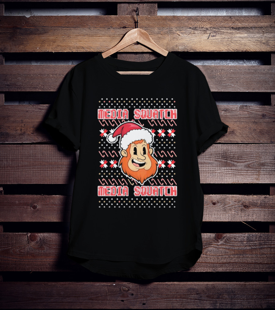 Media Squatch Santa Hat Christmas Time Ugly Sweater T-Shirt