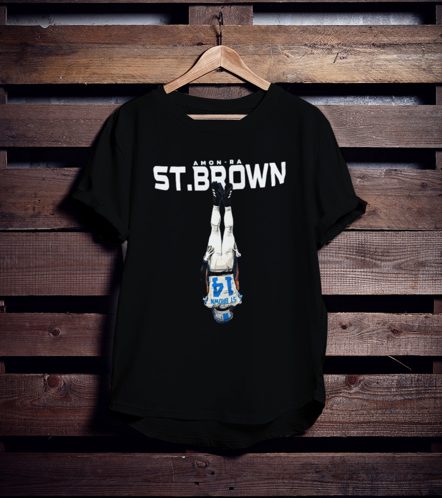 Amon-Ra St. Brown Upside Down Detroit Lions NFL 14 T-Shirt
