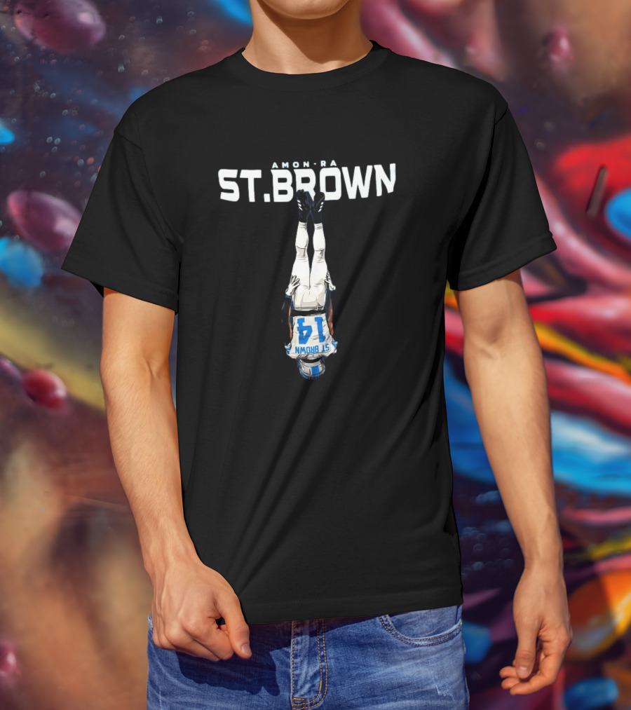 Amon-Ra St. Brown Upside Down Detroit Lions NFL 14 T-Shirt