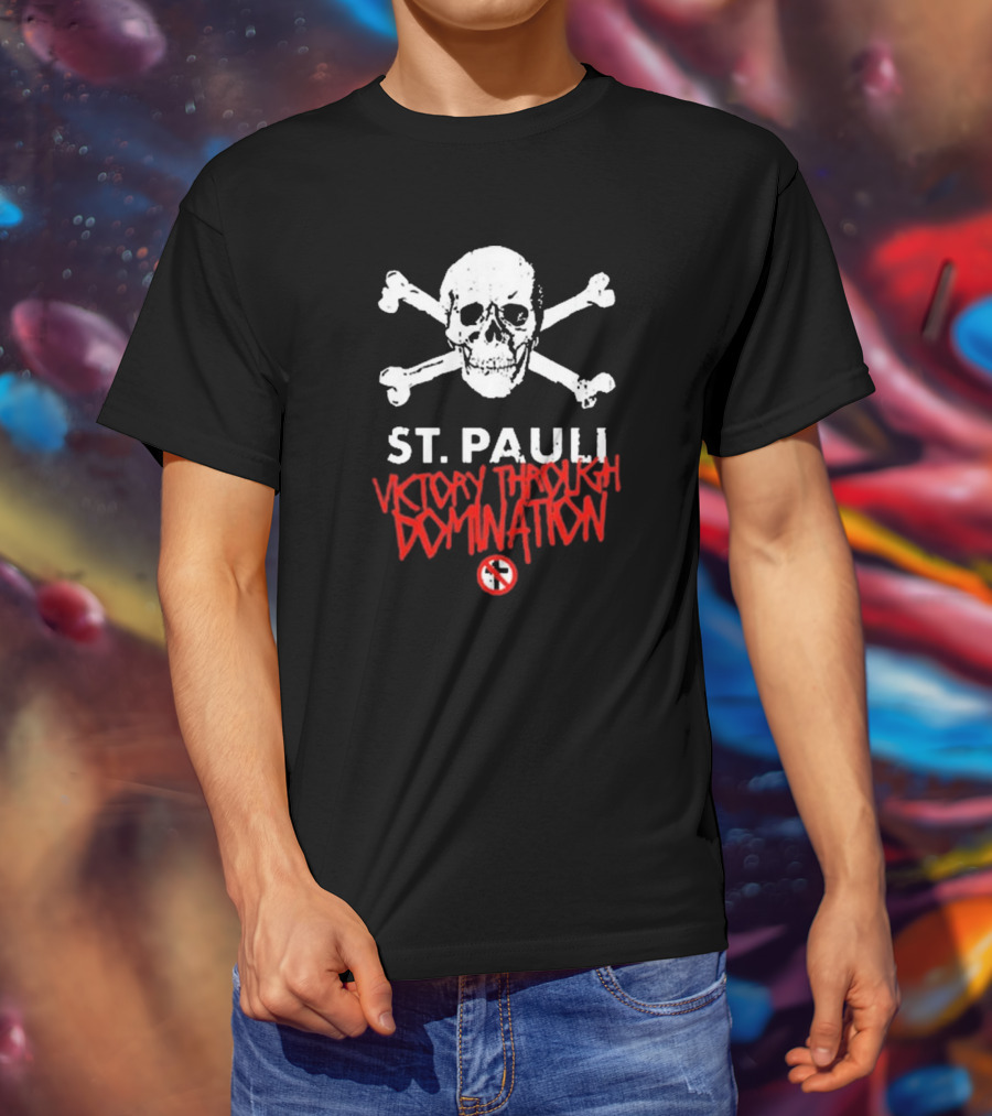 St. Pauli Victory Through Domination Skull And Crossbones Bad Religion T-Shirt