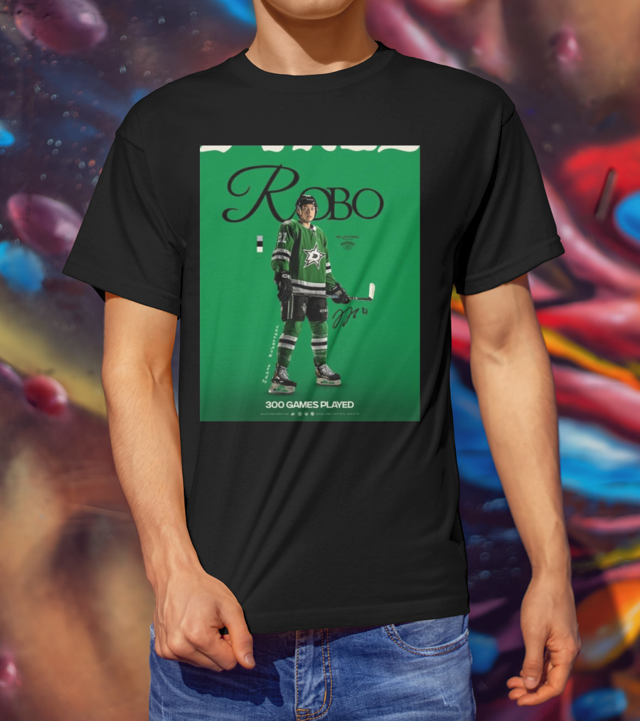 Dallas Stars Robo Jason Robertson 300 Games Played NHL T-Shirt