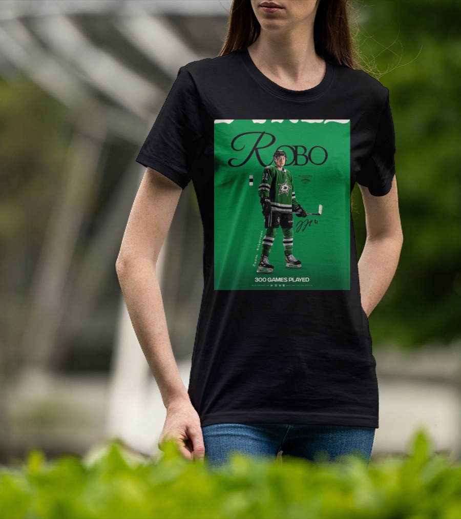 Dallas Stars Robo Jason Robertson 300 Games Played NHL T-Shirt
