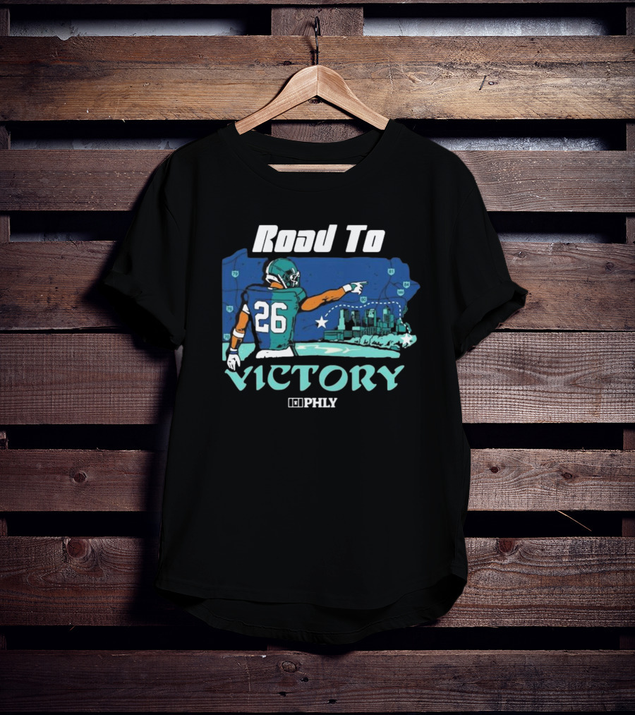 Philadelphia Eagles Road To Victory Saquon Barkley PHLY NFL T-Shirt