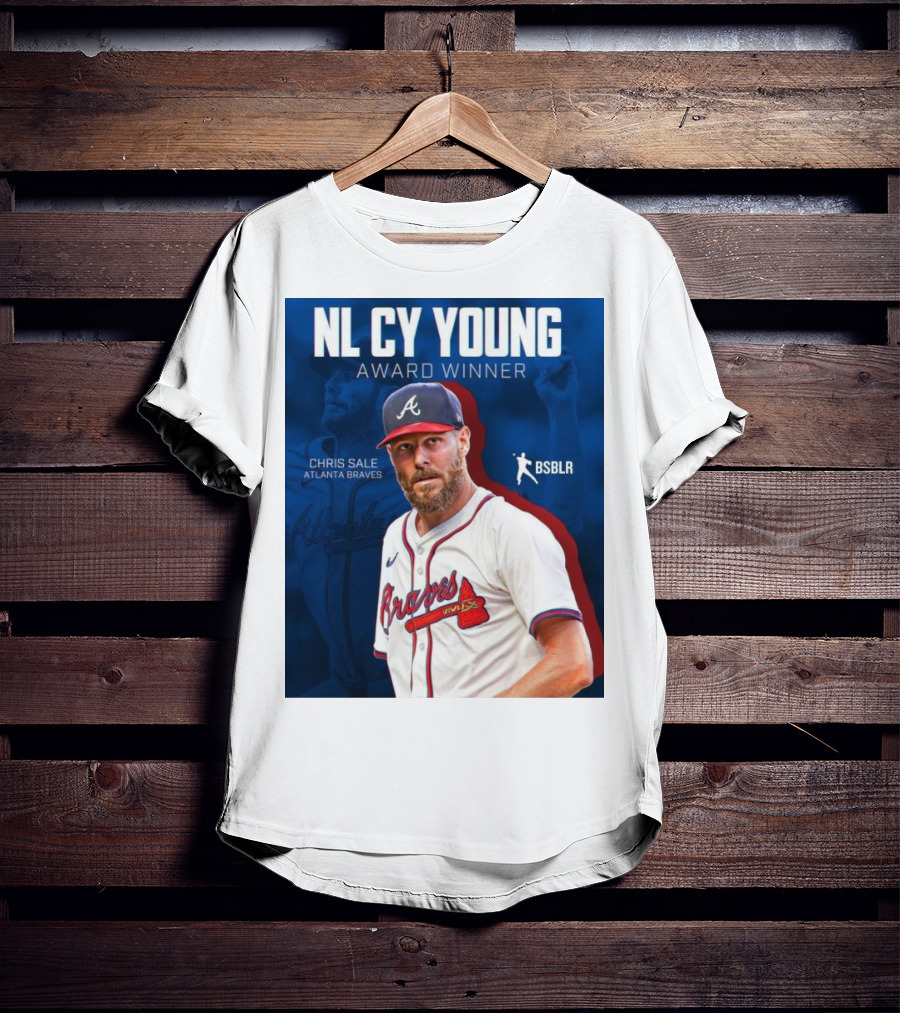 NL Cy Young Award Winner Chris Sale Atlanta Braves BSBLR T-Shirt