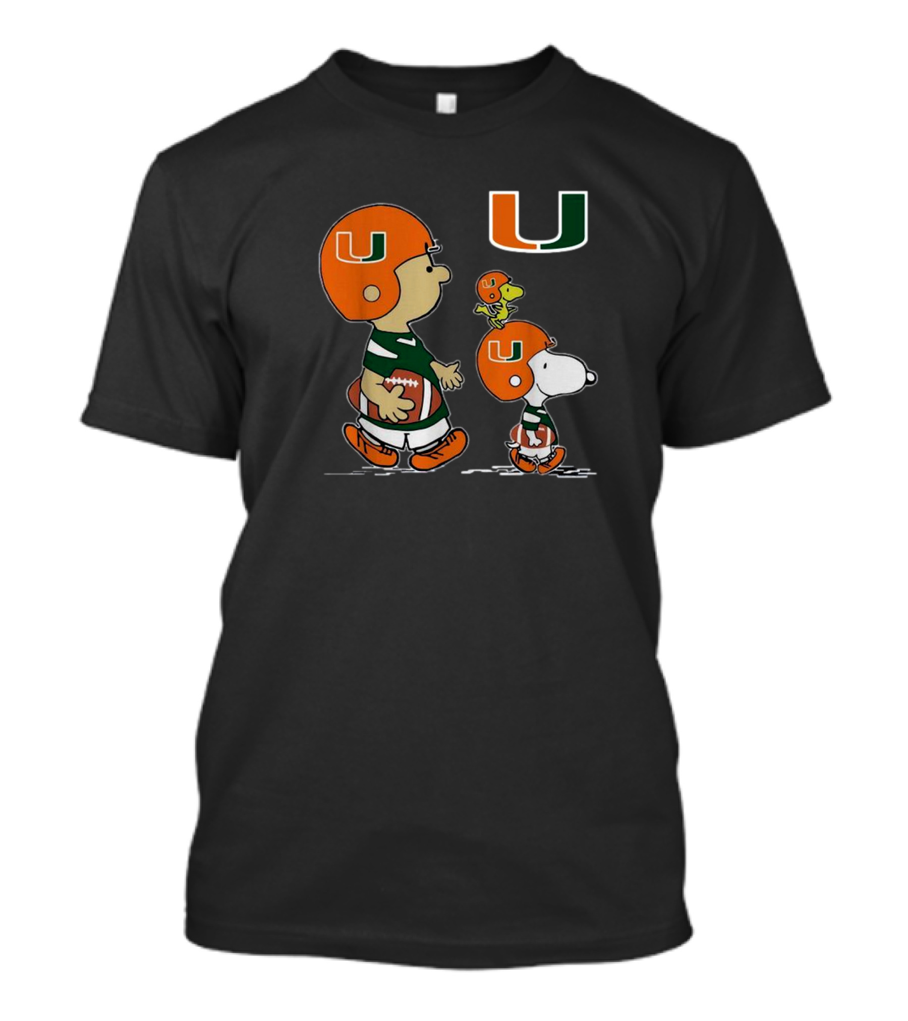 Charlie Brown Snoopy Woodstock Miami Hurricanes Football Peanuts T-Shirt