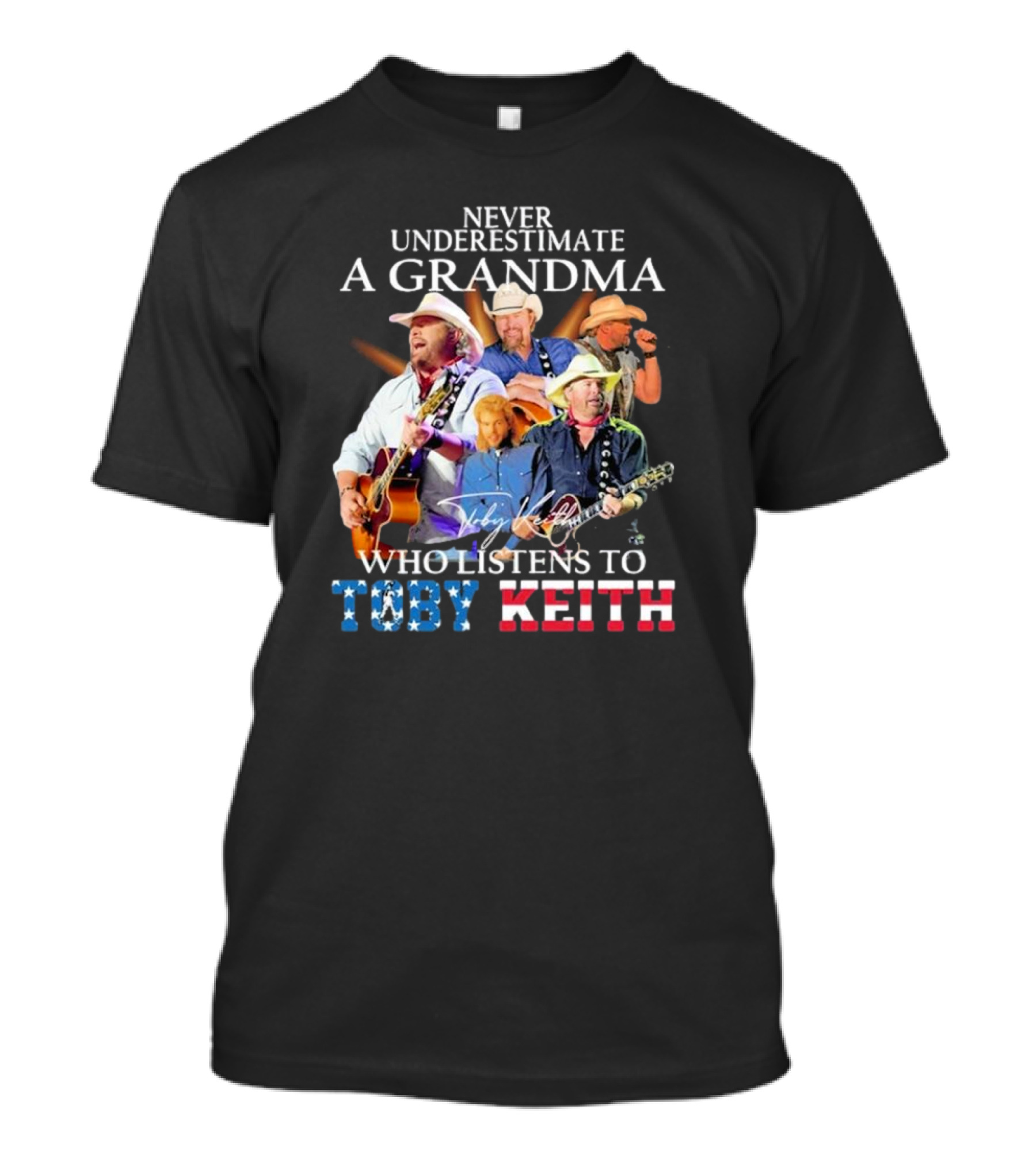 Never Underestimate A Grandma Who Listens To Toby Keith Signatures Music Collage T-Shirt
