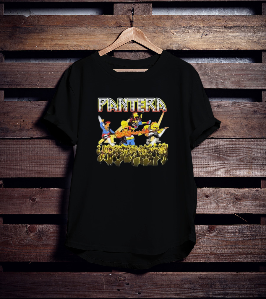 The Simpsons Characters Performing As Pantera Band Members In Concert Scene T-Shirt