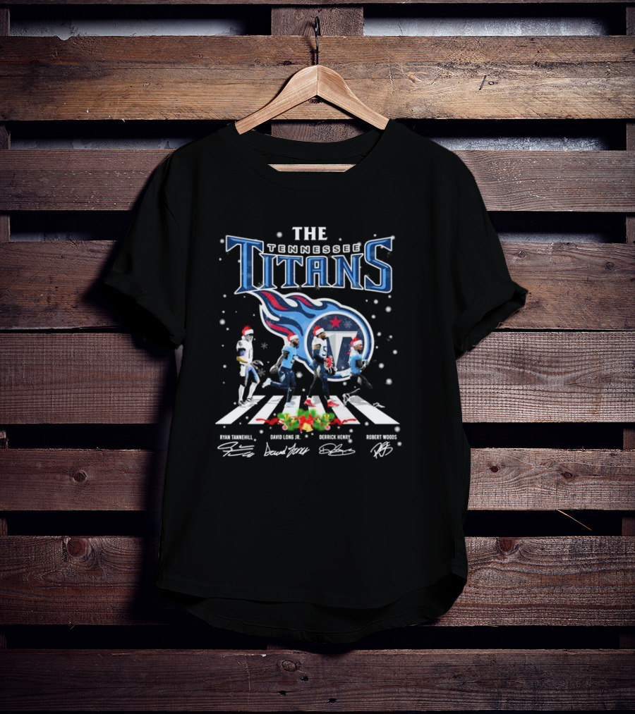The Tennessee Titans Ryan Tannehill David Long Jr Derrick Henry Robert Woods Abbey Road Christmas Signatures T-Shirt