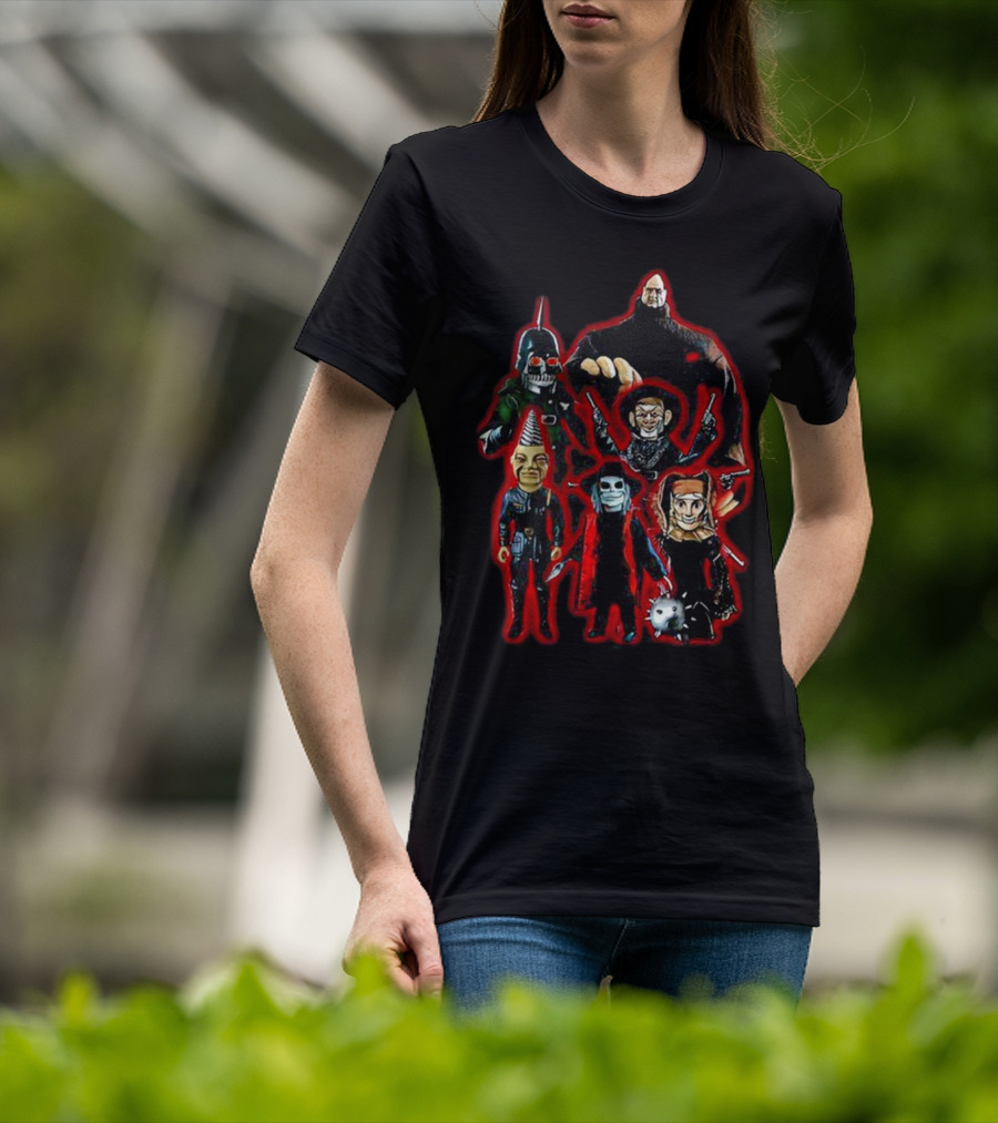 Puppet Master Horror Movie Characters 80s Blade Pin Head Torch Jester Drill T-Shirt